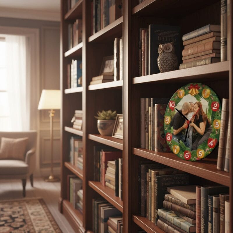 ceas de crăciun personalizat "coronița amintirilor" cadou de familie cu fotografie