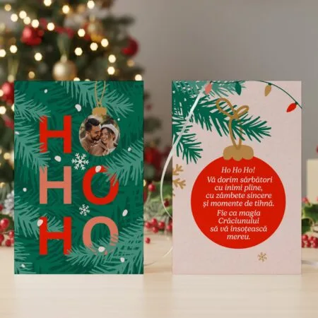 felicitare personalizată de crăciun "ho ho ho, e pentru tine!" cu poză și mesaj