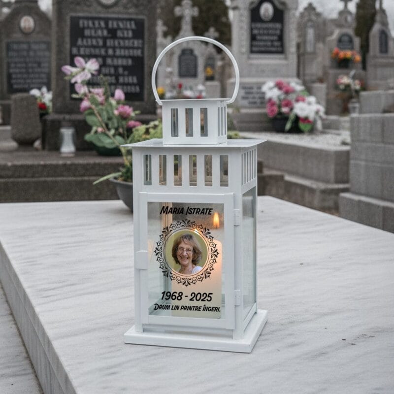 felinar comemorativ personalizat "drum lin" omagiu cu fotografie și mesaj