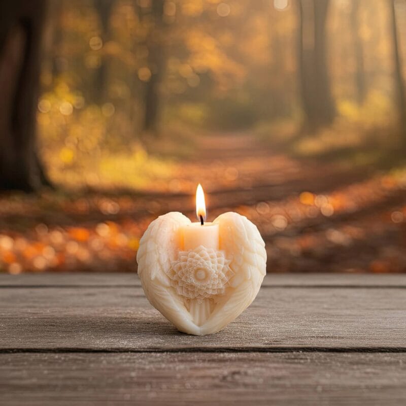 lumânare comemorativă "aripi de lumină" simbol al amintirii veșnice