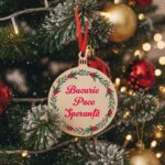 ornament de crăciun "o dorință în brad" glob din lemn personalizat cu mesaj
