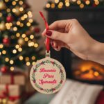 ornament de crăciun "o dorință în brad" glob din lemn personalizat cu mesaj