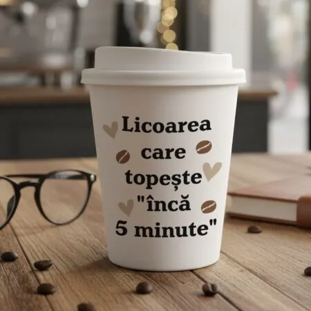 pahar de cafea personalizat "motto de dimineață" alege culoarea și mesajul tău