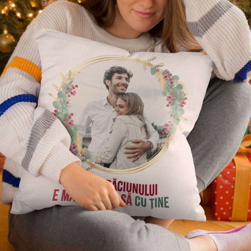 pernă personalizată de crăciun "magie cu tine" cadou romantic pentru cupluri cu poză