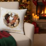pernă personalizată de crăciun pentru bunici cadou "crăciun fericit" cu poză și mesaj