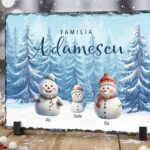 placă de ardezie de crăciun "familia om de zăpadă" cadou personalizat cu numele familiei
