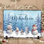 placă de ardezie de crăciun "familia om de zăpadă" cadou personalizat cu numele familiei