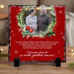 placă pătrată de ardezie "binecuvântare de sărbători" cadou de crăciun pentru familie cu poză