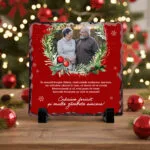placă pătrată de ardezie "binecuvântare de sărbători" cadou de crăciun pentru familie cu poză placă pătrată de ardezie "binecuvântare de sărbători" cadou de crăciun pentru familie cu poză
