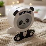 pușculiță personalizată panda "primii mei bănuți" cadou educativ cu nume pentru copii