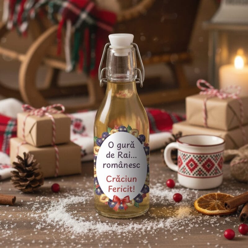 sticluță personalizată de crăciun "o gură de rai" cadou tradițional românesc