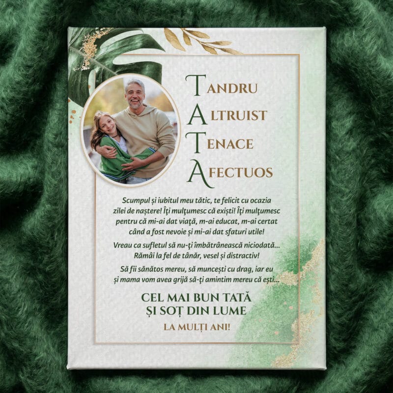 tablou canvas personalizat cadou pentru tata — acrostih cu poză