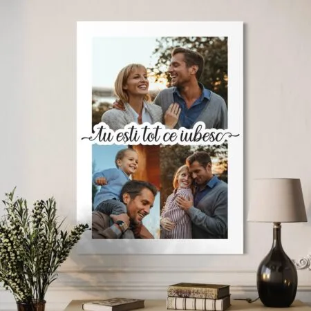 tablou colaj personalizat cu 3 poze "tu ești tot ce iubesc" – cadou pentru partener