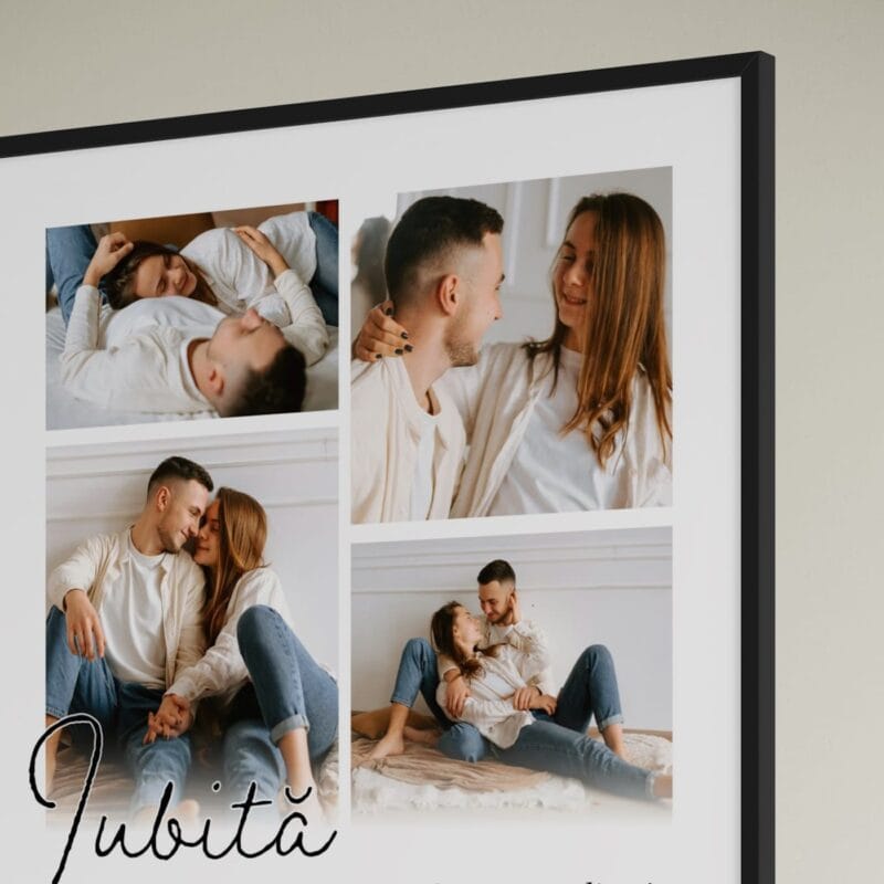 tablou personalizat "definiția iubitei" cadou romantic cu 4 poze și portret în cuvinte