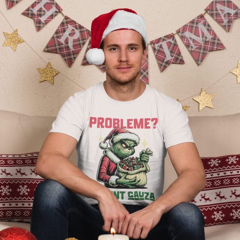 tricou amuzant de crăciun "grinch e cauza" cadou pentru bărbați cu atitudine
