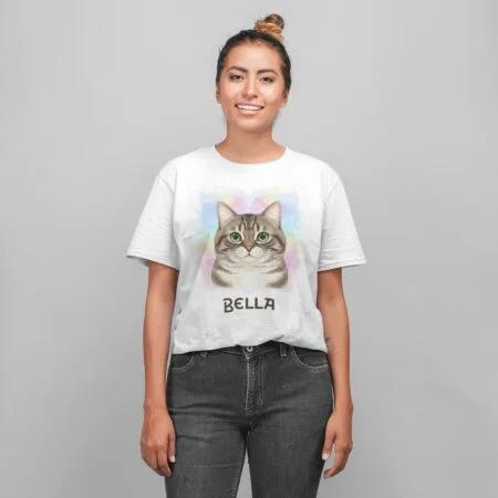 tricou personalizat cu pisici "portret felin" alege rasa și adaugă numele pisicii tale