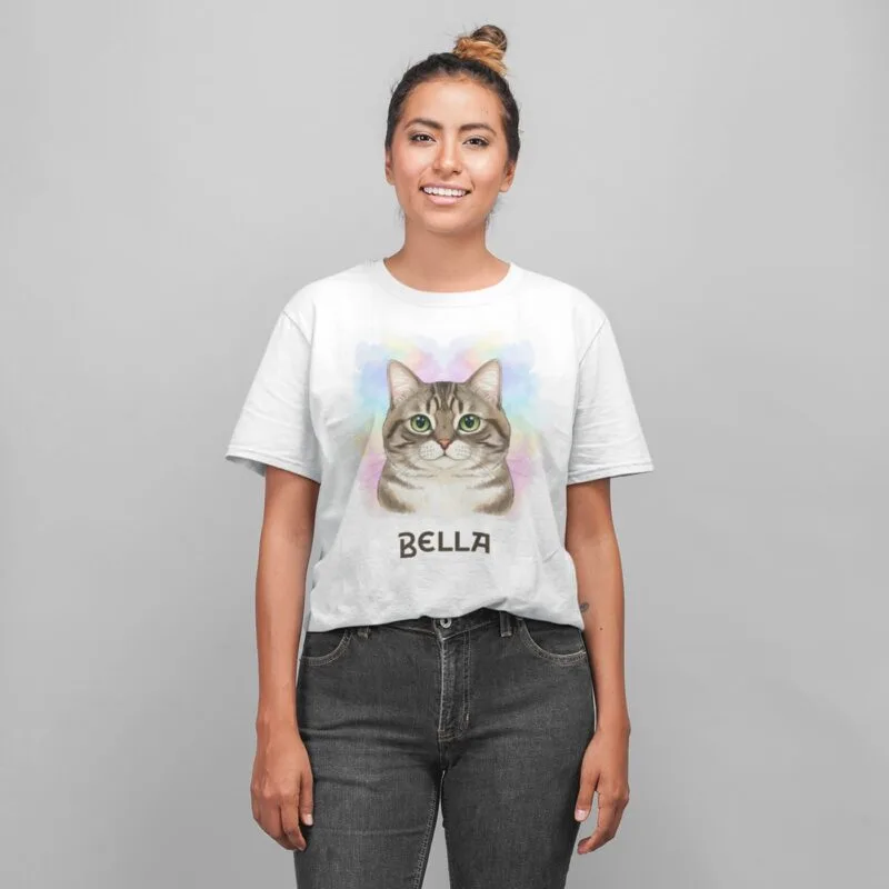 tricou personalizat cu pisici "portret felin" alege rasa și adaugă numele pisicii tale