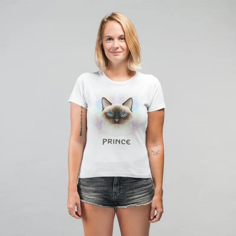 tricou personalizat cu pisici "portret felin" alege rasa și adaugă numele pisicii tale
