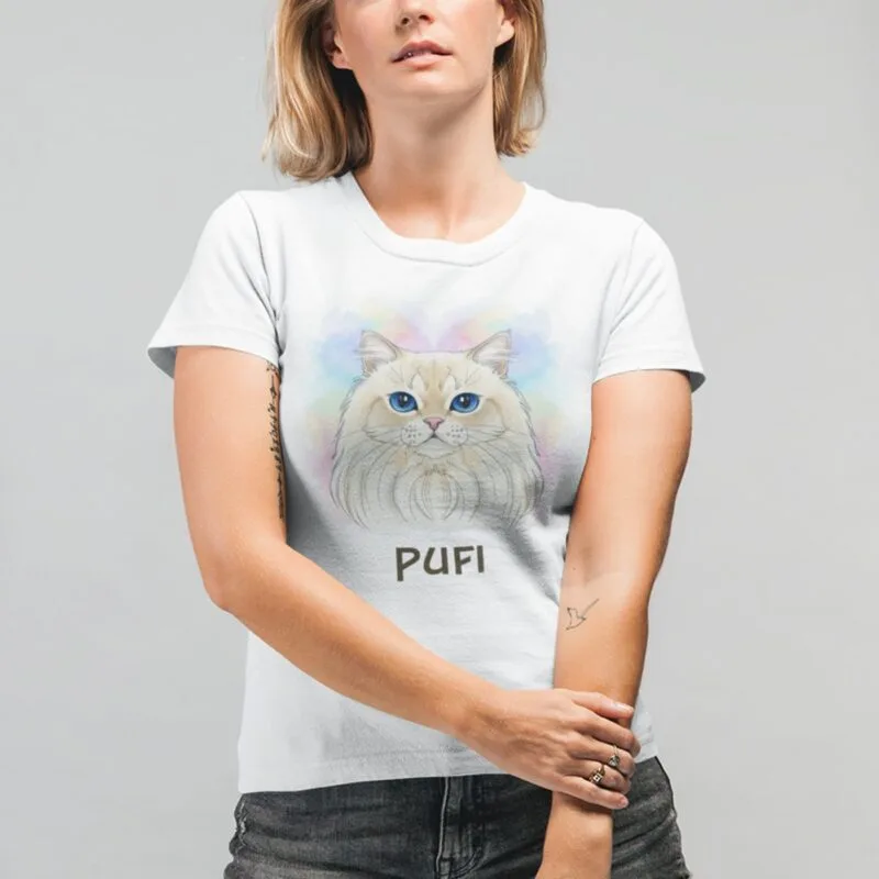 tricou personalizat cu pisici "portret felin" alege rasa și adaugă numele pisicii tale