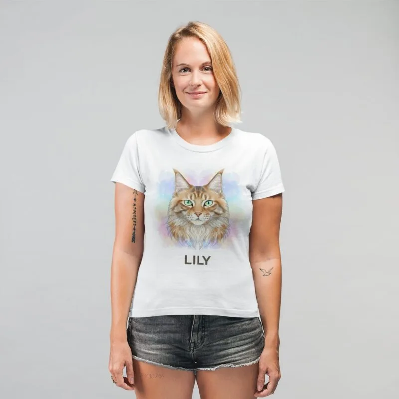 tricou personalizat cu pisici "portret felin" alege rasa și adaugă numele pisicii tale