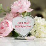 trofeu cristal personalizat "inimă pentru mama" cadou de lux cu mesaj