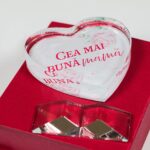 trofeu cristal personalizat "inimă pentru mama" cadou de lux cu mesaj