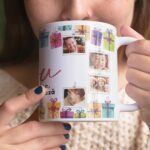 cană personalizată "un cadou de Îmbrățișat" colaj cu 8 poze pentru familie
