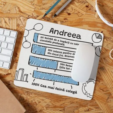 mousepad amuzant "raportul colegei" cadou personalizat cu nume