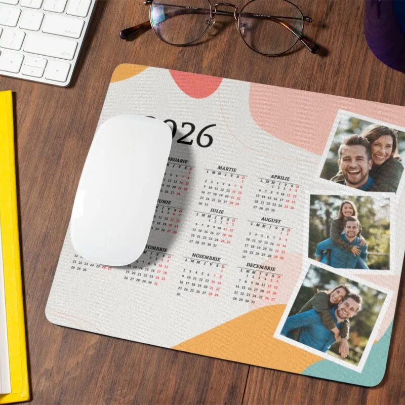 mousepad calendar personalizat "biroul cu amintiri" cadou de birou unic cu 3 poze