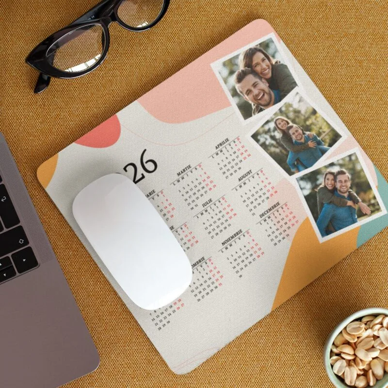 mousepad calendar personalizat "biroul cu amintiri" cadou de birou unic cu 3 poze