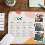 mousepad calendar personalizat "biroul cu amintiri" cadou de birou unic cu 3 poze