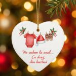 ornament ceramic de crăciun "mesaj din burtică" cadou anunțarea sarcinii pentru viitori părinți