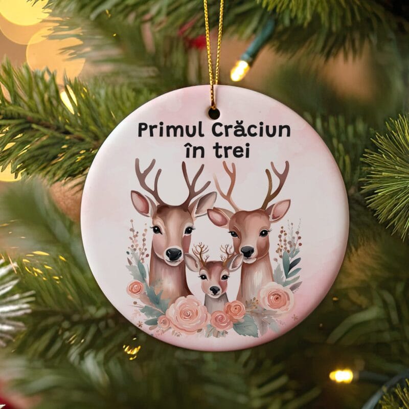 ornament ceramic "primul crăciun în trei" cadou de suflet pentru proaspeții părinți