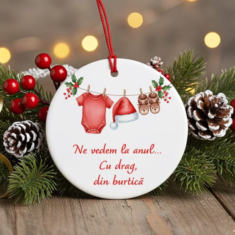 ornament crăciun "mesaj din burtică" cadou anunțarea sarcinii pentru viitori părinți