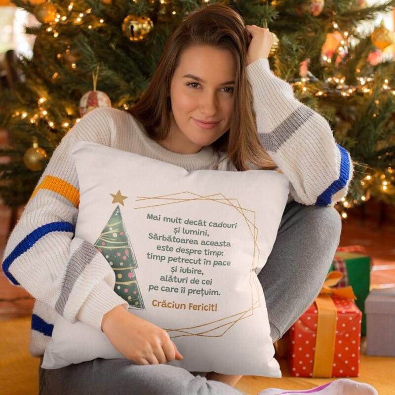 pernă personalizată "adevărata sărbătoare" cadou de crăciun cu mesaj de suflet