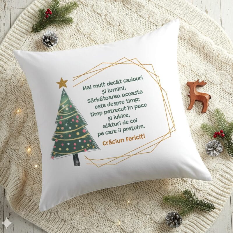 pernă personalizată "adevărata sărbătoare" cadou de crăciun cu mesaj de suflet