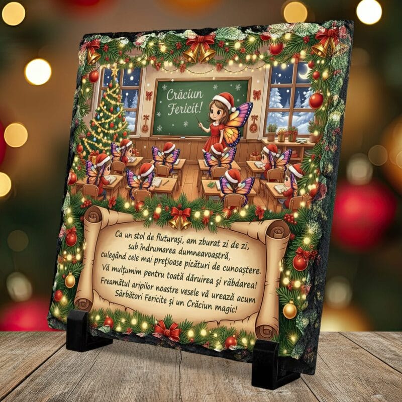 placă de ardezie "clasa fluturașilor" cadou magic de crăciun pentru Învățătoare