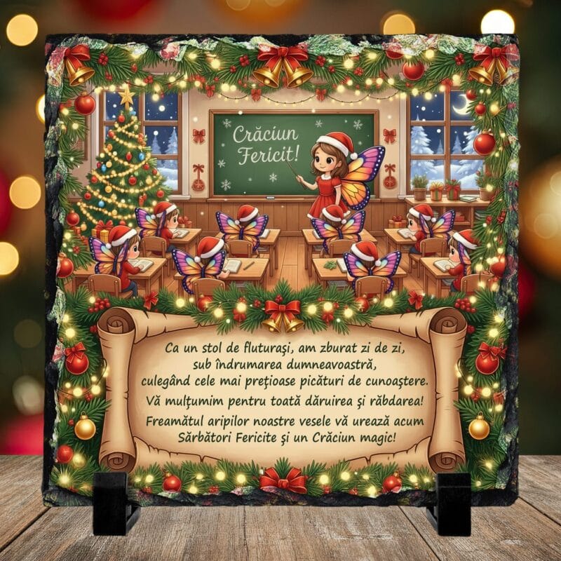 placă de ardezie "clasa fluturașilor" cadou magic de crăciun pentru Învățătoare