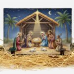 placă de ardezie "scena nașterii domnului" decorațiune de crăciun creștină