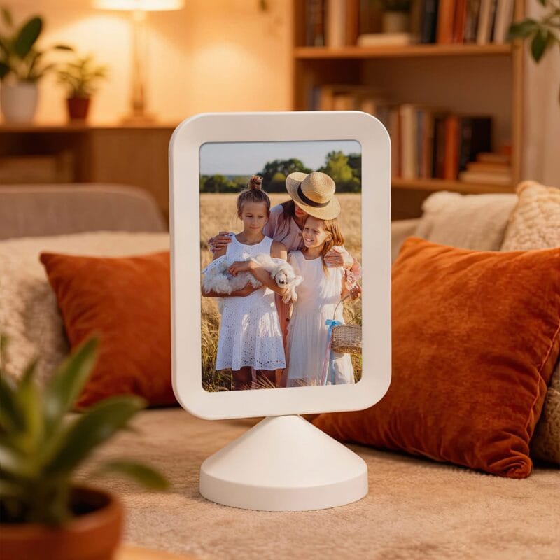 ramă foto personalizată "poveste cu două fețe" cadou cu 2 poze, față verso