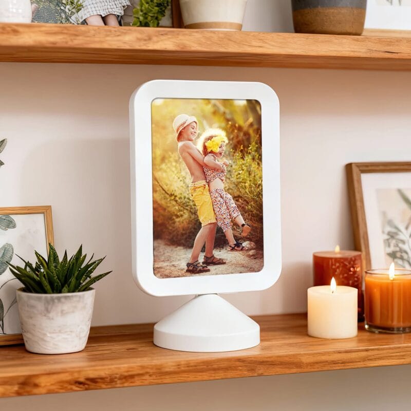 ramă foto personalizată "poveste cu două fețe" cadou cu 2 poze, față verso