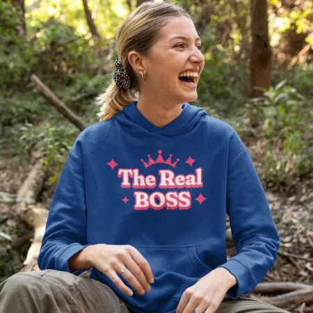 set hanorace cuplu "the real boss" cadou amuzant pentru iubiți