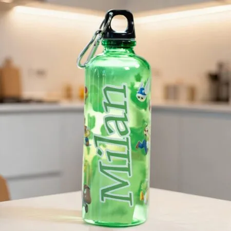sticlă de apă "level up!" personalizată cu super mario și numele copilului