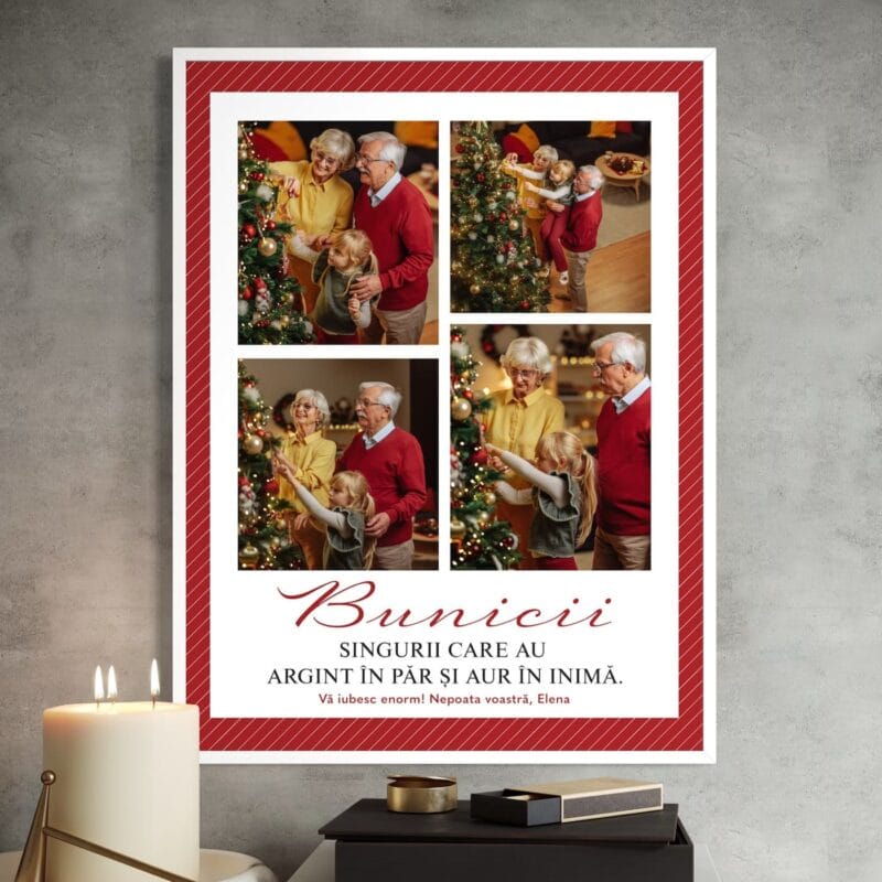 tablou Înrămat "argint în păr, aur în inimă" cadou emoționant pentru bunici