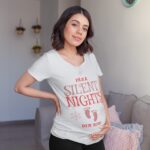 tricou gravidă amuzant "fără silent nights" personalizat cu anul