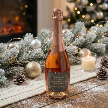 vin spumant personalizat "momente de aur" cadou de revelion cu numele familiei