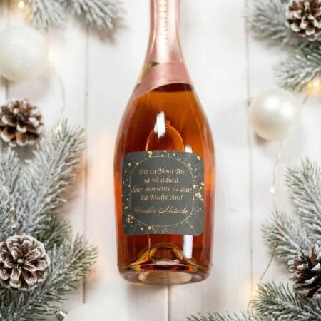 vin spumant personalizat "momente de aur" cadou de revelion cu numele familiei