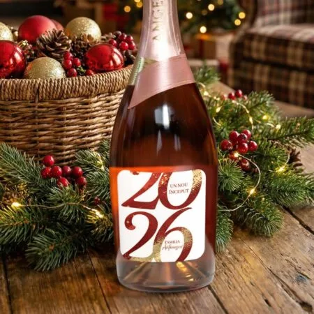 vin spumant personalizat "un nou Început" angelli rose cu numele familiei