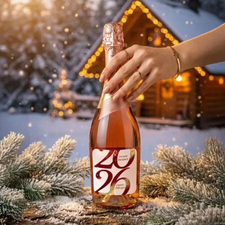 vin spumant personalizat "un nou Început" angelli rose cu numele familiei