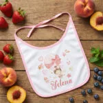 bavețică personalizată bebe "micul călător" nume & balon cu aer cald (model fată/băiat)